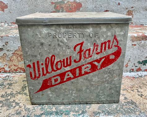 metal dairy milk box|vintage wood milk box.